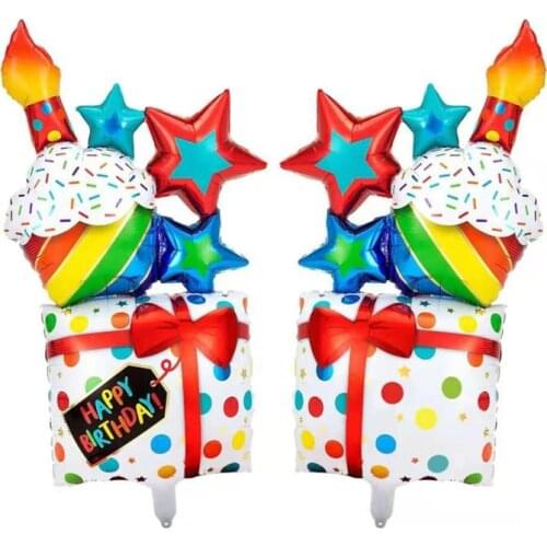 1pcNew product large cake gift box happy birthday balloon decoration gypsophila colorful stars aluminum foil balloon
