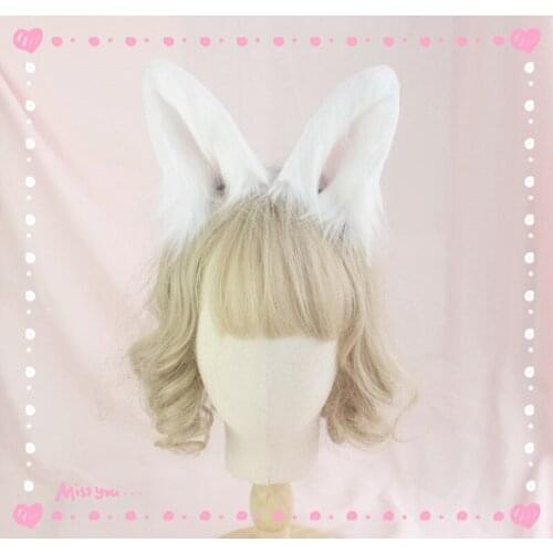 Lolita Kemonomimi Handmade Simulation Animal Rabbit Ears KC Hairpin Cosplay Headwear Plush Beast Ear Hair Clip Cat Tail Props