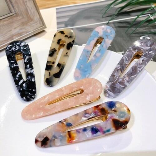 10 Pcs Women Girl Acrylic Resin Hair Barrettes Hair Clips Marble Pattern Hairpins BN
