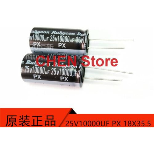 2pcs/10pcs Rubycon PX 10000UF 25V 18X35.5mm electrolytic capacitor of Japan 105 degrees 25V10000UF 1000-2000 hours 25PX10000M