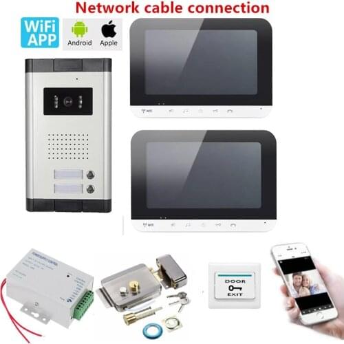 2 Apartments Wifi Video Intercom Smartphone App Remote Monitor for 2 Families/Floors Apartment Video Doorbell Camera