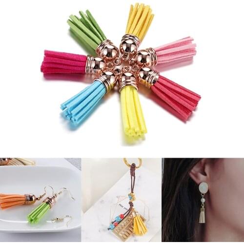 20Pcs/Lot 38mm Leather Tassel for Keychain Straps Jewelry Fiber Fringe Suede Tassel DIY Key Chain Pendants Jewelry Accessories