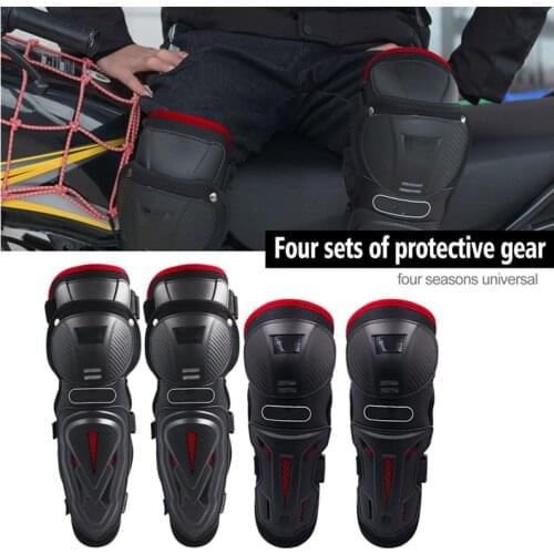 4PCS/Set Anti-fall Wind-proof Riding Knee Pads Elbow Pads High Elastic Strap Professional Protective Gear For Motocross