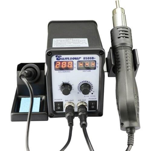 8586D + Rework Station Hot Air Gun Two-In-One Electric Soldering Iron Solder Desoldering Repair Tool