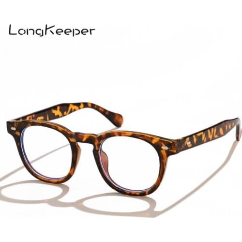 Anti Blue Light Gaming Glasses Frame Men Women Retro Round Decoration Eyeglasses Leopard Clear Lens Computer Eyewear Spectacles