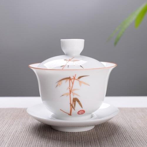 High quality white bone china Gaiwan Tea Set,Travel Ceramic Tea Set,White Kung fu tea set,Chinese Porcelain Gaiwan cup