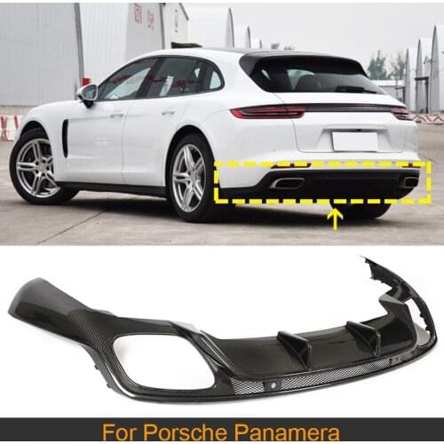Car Rear Bumper Diffuser Lip for Porsche Panamera 2017 2018 2019 Rear Bumper Diffuser Lip Spoiler Carbon Fiber