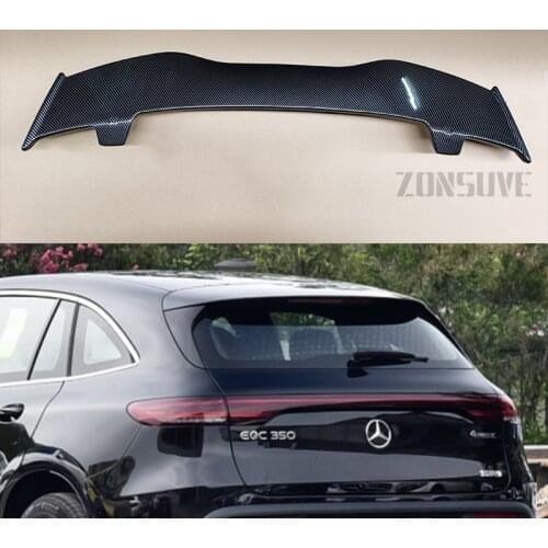 Use For Benz EQC 2019-2021 Spoiler ABS Plastic Carbon Fiber Look Hatchback Roof Rear Wing Body Kit Accessories
