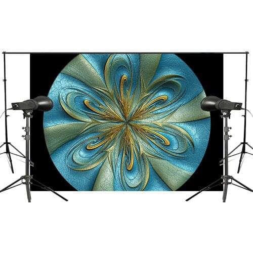 Exquisite Colorful Flower Circle Photography Background Abstract Dimensional Black Blue Green Yellow Backdrops Art