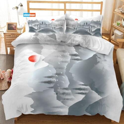 3 Pcs Luxury Duvet Cover Set Fashion Landscape Painting Bedding Sets Comforter Duvet Cover Pillowcase Home Textiles