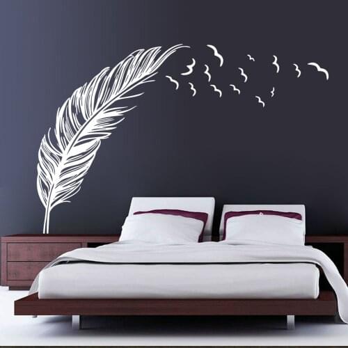 Creative Birds Flying Feather Wall Sticker Home Bedroom Living Room Modern Wall tattoo Art Decor Vinyl Window Wall Sticker