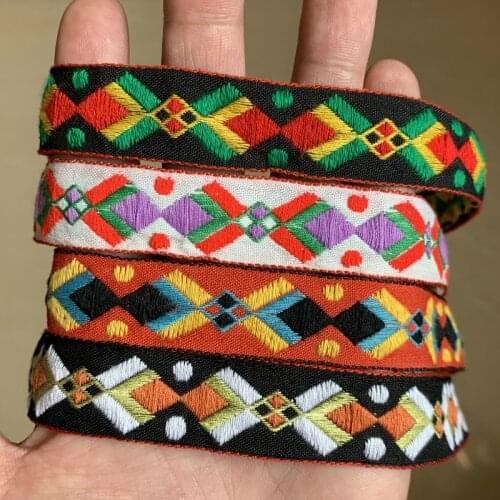 3YARD 3/4 INCH 19mm Retro Geometric Handmade Jacquard Ribbon Lace MJZD19120603