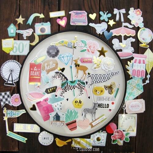 KSCRAFT 60pc Cute Animals Cardstock Die Cuts for Scrapbooking Happy Planner/Card Making/Journaling Project