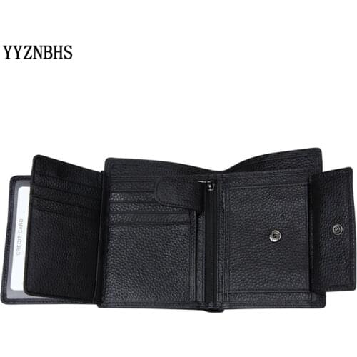 Hot Men Wallet Genuine Leather Short Wallets Male Multifunctional 3 Fold Cowhide Wallet Male Purse Coin Pocket Photo Card Holder