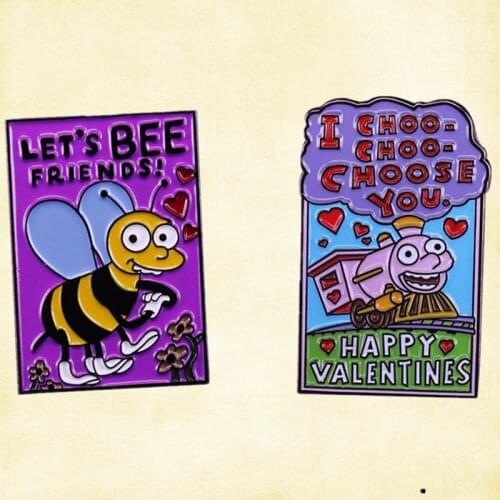 Lisa Ralph Wiggum Friends Valentines Day Meme Bee Enamel Pin funny Friendship brooch jewelry badge