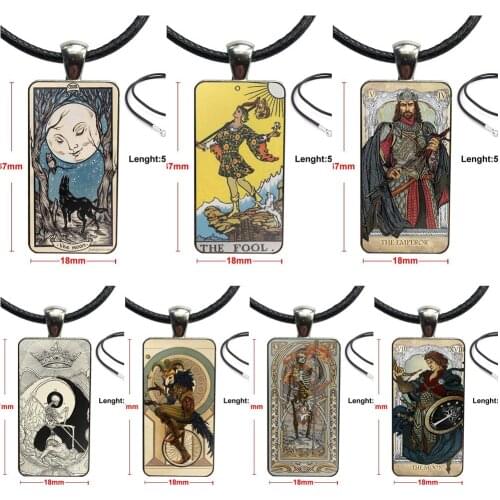 For Unisex Party Gift Fashion Tarot Card Fashion Necklace Handmade Rectangle Shape Choker Necklace Jewelry Multi Designs
