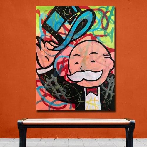 Monopoly Art Group Graffiti Pop Art Canvas Painting Print Living Room Home Decor Modern Wall Art Oil Painting Poster Unframed