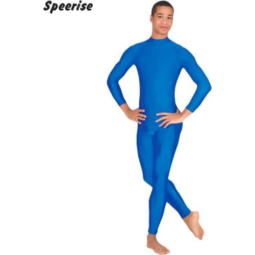 Men Bodysuit High-neck Long Sleeve Unitard Dance Costumes Professional Spandex Leotards Dance Suit Practice Clothes Playsuit