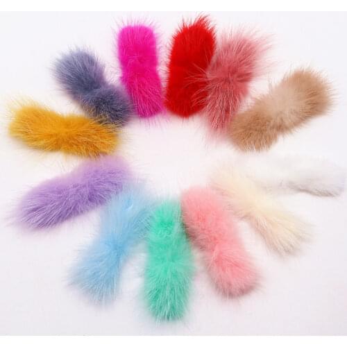 3cm*7cm Mink Pompoms Bowknot Pompon for Sewing on Knitted Key Chain Scarf Shoes Hats Fur DIY Craft Supplies Hair Accessories