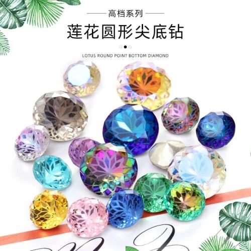 New style 10mm 15pcs/pack Round shape Lotus hot pointback K9 Crystal Glass loose rhinestones,nail art/Diy/Clothing accessories