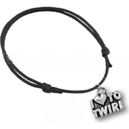 Wholesale i love to twirl charm imitation wax string bracelet