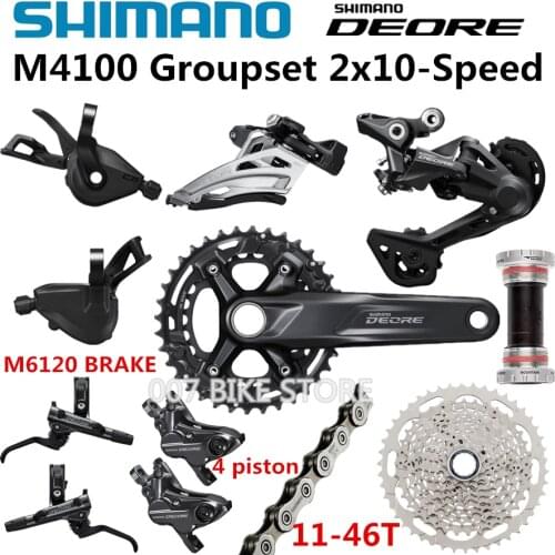 SHIMANO DEORE M4100 Groupset MTB Bike 2x10-Speed 11-42T 11-46T M4100 Shifter Rear Derailleur Cassette M4100 Group M6000