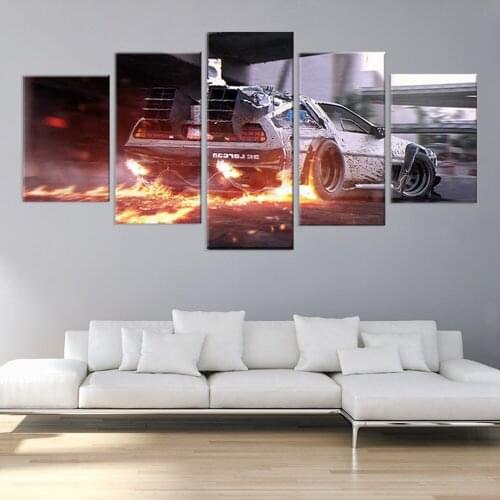 Marty McFly Back to the future car posters and prints 5 panel art Modular picture canvas printing classic film home decoration