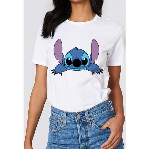 Dropship New Harajuku Aesthetics Tshirt Lilo & Stitch Print Short Sleeve Tops & Tees Fashion Casual T Shirt