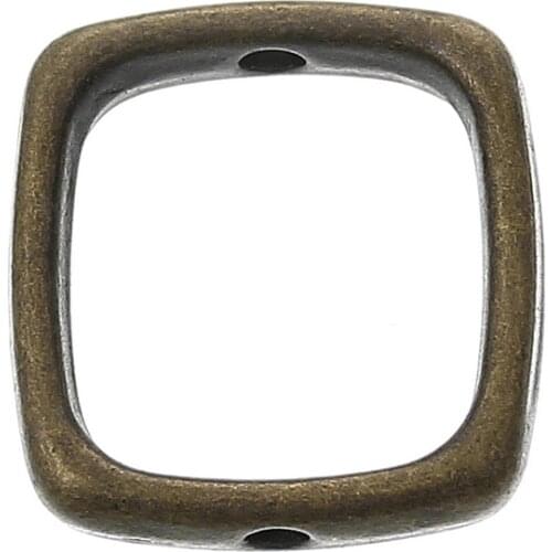 8SEASONS Bead Frames Square Antique Bronze (Fits 10mm Beads) 14mm x 13mm( 4/8" x 4/8"),Hole:Approx 1.6mm,10PCs (B35975)