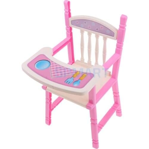 Pink Toddler Dining Chair Baby Doll High Chair Model for Reborn Girl Dolls Accessory Dollhouse Furniture Decor Toy