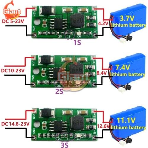 2A Multi-Cell Synchronous Buck Li-Ion Charger DC 5-23V to 4.2V 8.4V 12.6V for 3.7V 7.4V 11.1V 18650 Lithium Battery Power Supply