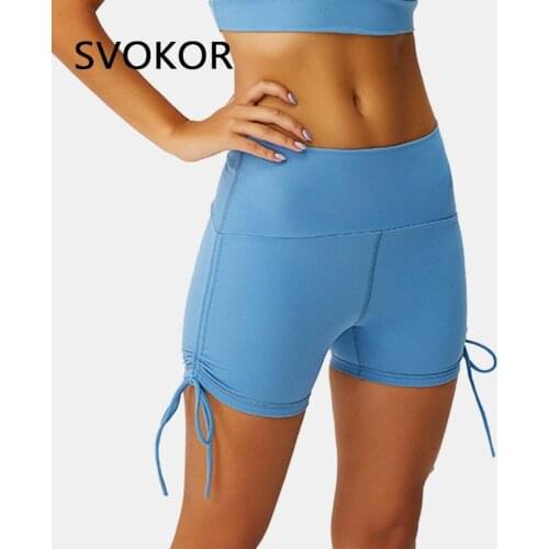 SVOKOR Sport Drawstring Shorts Women Summer Hgih Waist Balck Shorts Fitness Trainging Gym Clothing Push Up Femme Sexy Bottoms