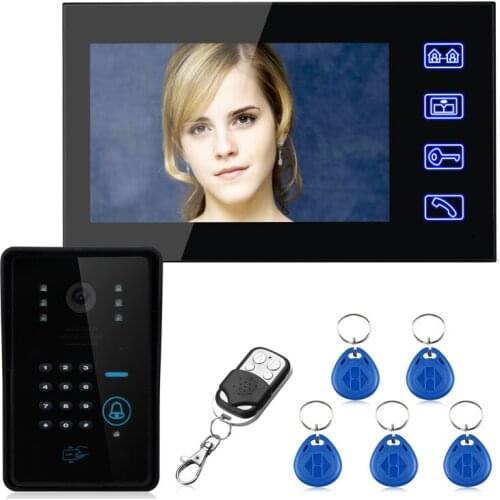 Touch Key 7" Lcd RFID Password Video Door Phone Intercom System 1000TVL Remote Access Control System