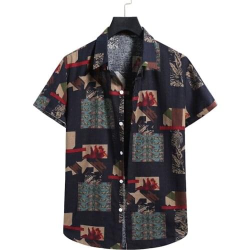 Vintage Harajuku Casual Shirt Men 2021 Summer New Floral Print Hawaiian Aloha Shirt Men Short Sleeve Beach Shirts Male Clothing
