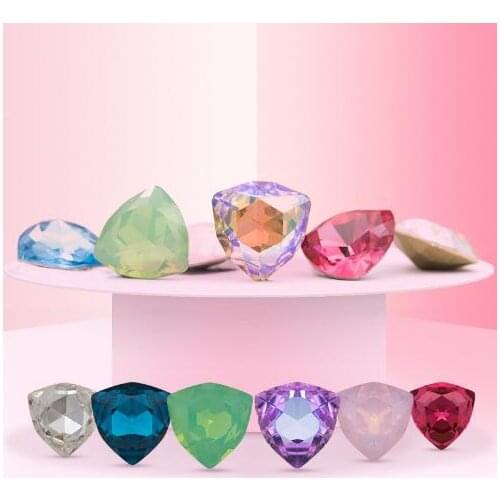 WWJ 12mm K9 Crystal Fat Triangle Fancy Stones Pointback Glass Crystals Multi Colors Jewelry Making