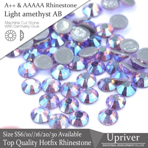 Upriver A++ 1440pcs/288pcs Bright Popular Attractive Light Amethyst AB SS6-SS30 Hotfix Rhinestone For Clothing Designs