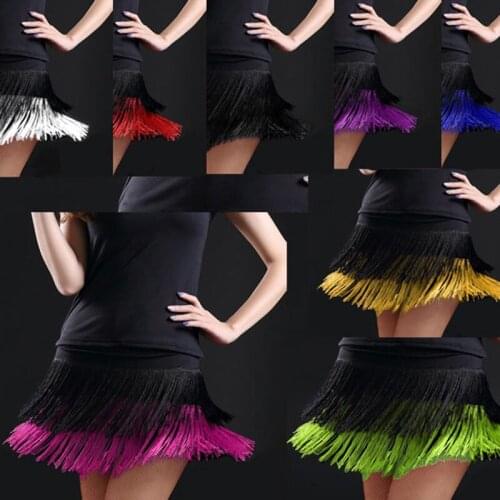 2017 hot sale Adult Lady dance dance skirt womens double tassel Latin dance skirt fringed skirt contains