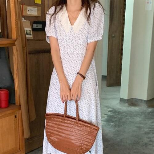 Alien Kitty 2021 French Gentle Lady V-Neck Printed Prom Chic Hot Women Florals Slim Summer Femme Long Dress Vintage Vestidos