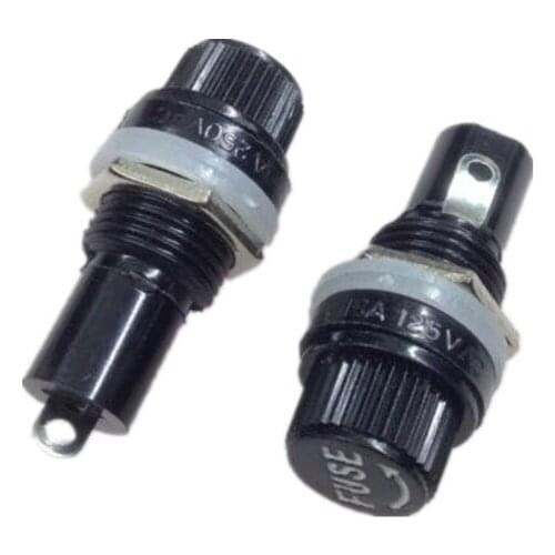 10pcs/lot 5*20mm glass fuse holders 5x20 black insurance tube socket fuse holder for 5*20 insurance Panel Mount Fuse Holder