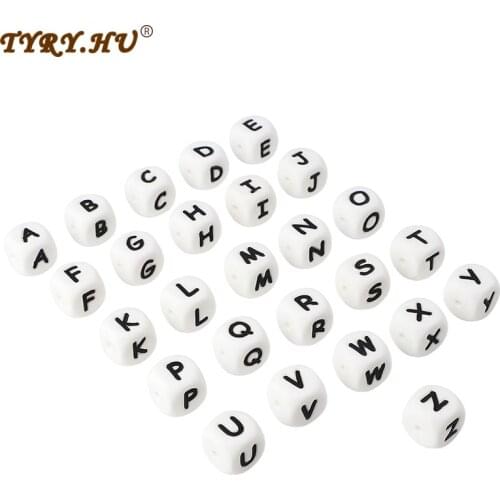 100pcs Silicone Letter Beads for DIY Teether Chain Clips Baby Teething Alphabet Beads for Kid Necklace Silicone Beads
