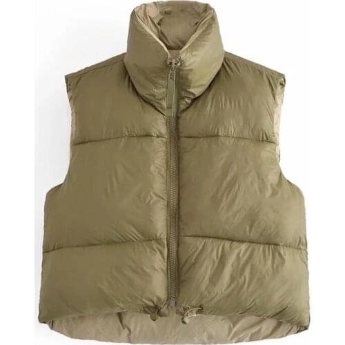 2021 Winter Women Warm Parka Vest Coat High Street Sleeveless Zipper Waistcoat Female Fashion Casual Outerwear Tops