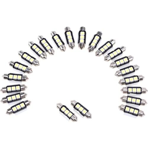 20x 5050 3SMD 36mm Canbus Heat Sink LED Car Interior Festoon Lights Reading/License Plate/Door/Dome Lamp Trunklamp Bulbs White