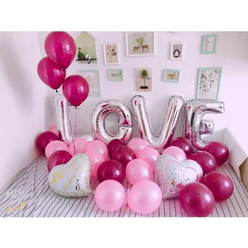 36pcs/lot Big Size Sliver LOVE letter Foil Balloons red wine pink Birthday Princess Party Wedding Engagement Decor Helium Globos