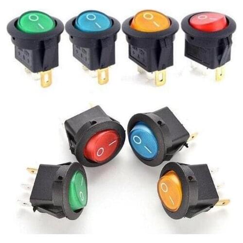 5PCS 12V 220V LED illuminuted rocker switch 20A 12V push button switch Car button lights ON/OFF Round light Switch