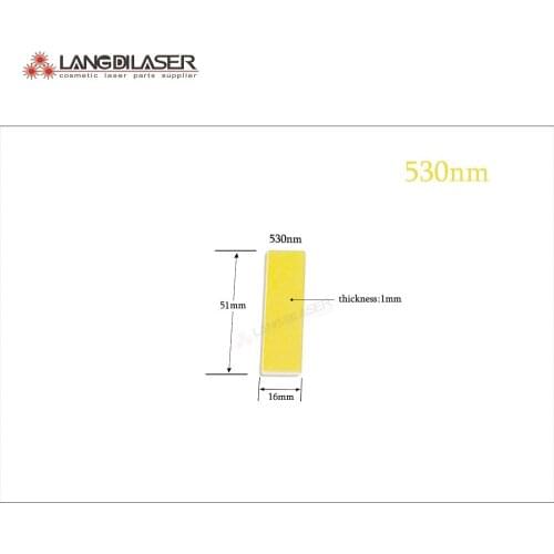 530nm filter , size : 51*16*1mm , optic filter for IPL laser , skin rejuvenation filter , optic filter for laser hair remove