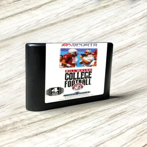 Bill Walsh College Football - EUR Label Flashkit MD Electroless Gold PCB Card forSega Genesis Megadrive Video Game Console