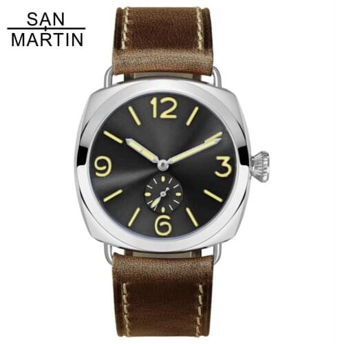 San Martin Bronze Quartz Casual Men Watches Holvin Leather Strap Sapphire Crystal 20ATM Stainless Steel Men Wristwatch for Male