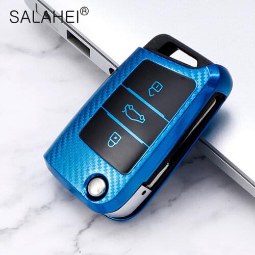 TPU Carbon fiber texture Car Key Cover Case For Volkswagen Golf 7 mk7 Seat Ibiza Leon FR 2 Altea Aztec Skoda Octavia Accessories