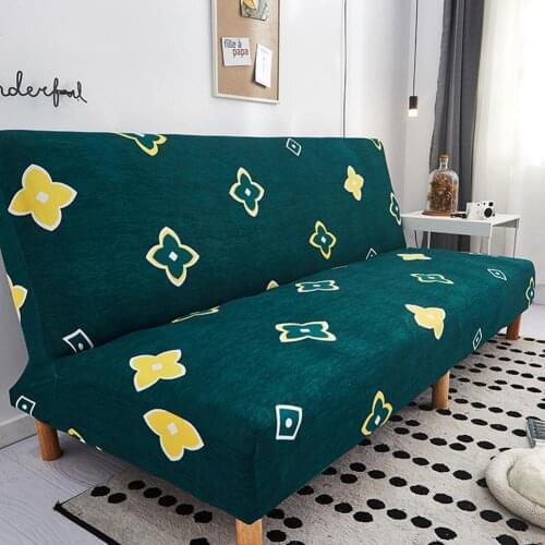Sofa Bed Cover Stretch Sofa Cover Folding Classic Printed Armless Sofa Couch Slipcover For Home Decoration