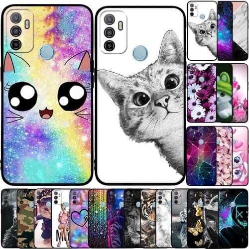 For Oppo A15 A15s A53s A32 Case Silicone Soft TPU Cover Cat Cute Pattern Phone Bumper For Oppo A33 A53 4G 2020 Back Cover Bags